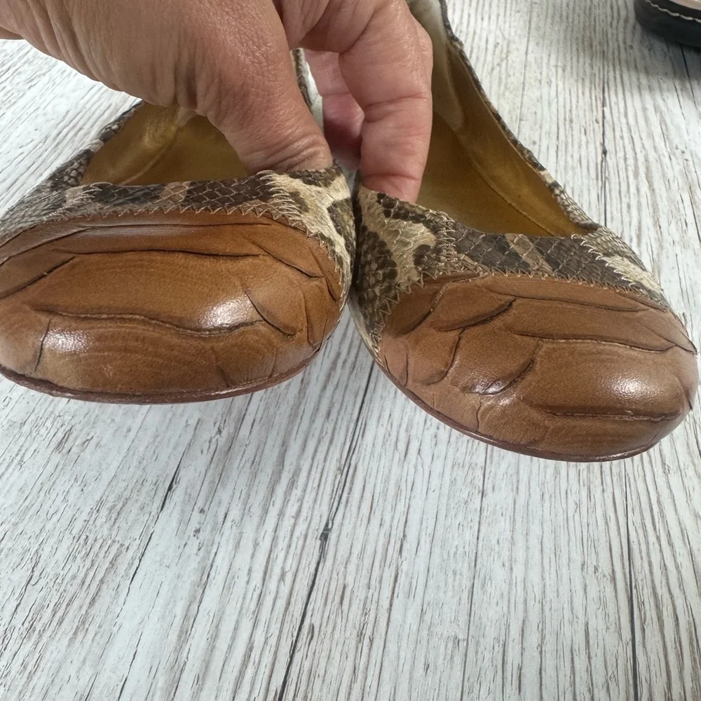 Coach Annabelle Patchwork Exotic Snakeskin Embossed Leather Ballet Flats 7.5 B